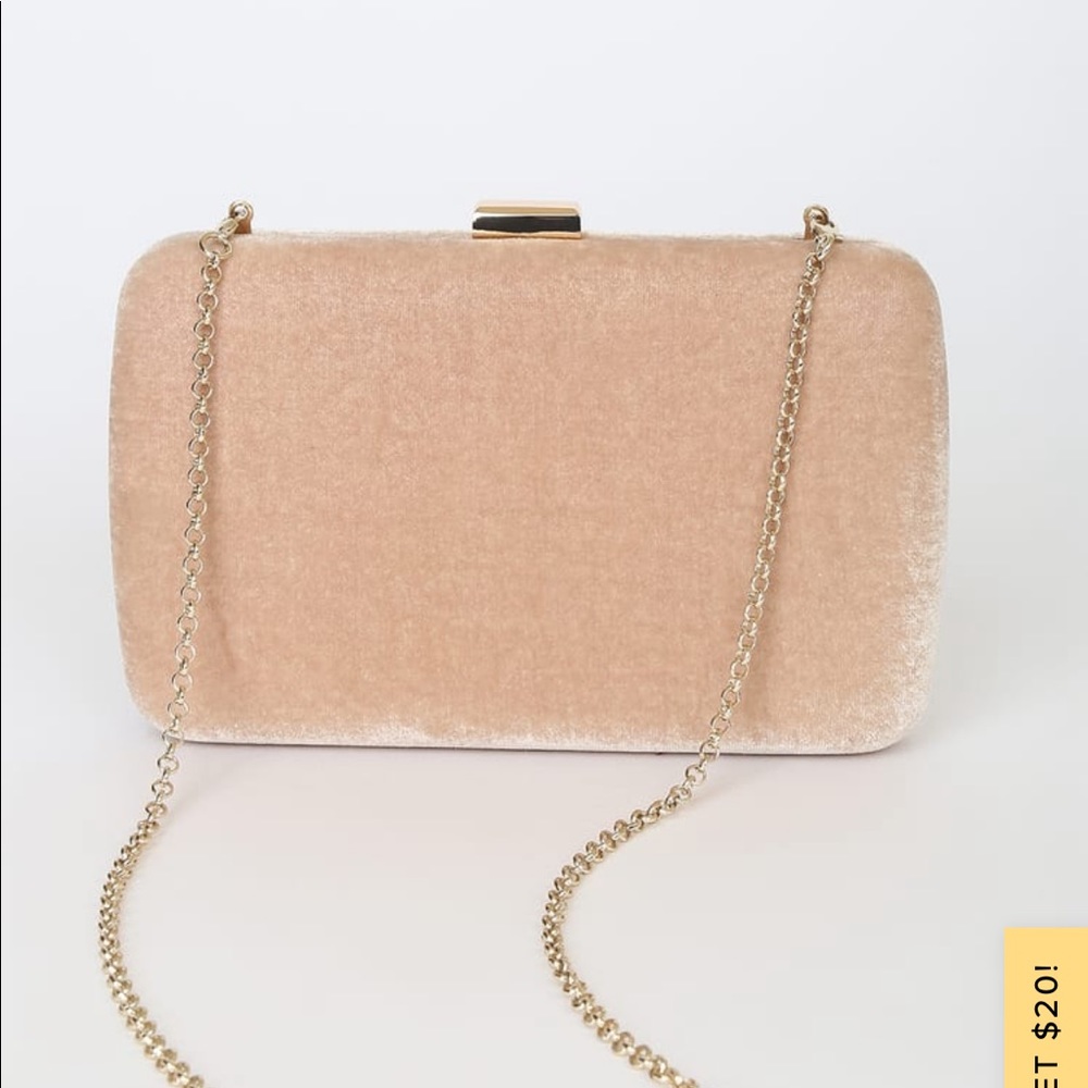 Beige Velvet Box Clutch